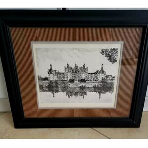 Chateau de Chambord Etching by Leopold Robin 1936 Framed